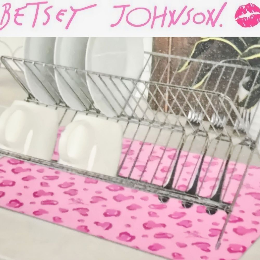 Betsey Johnson Pink Leopard Print Quick Dry Dish Mat
